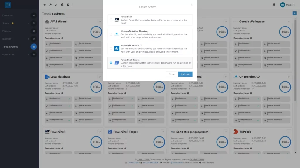HelloID Screenshot: Creating a PowerShell Connector